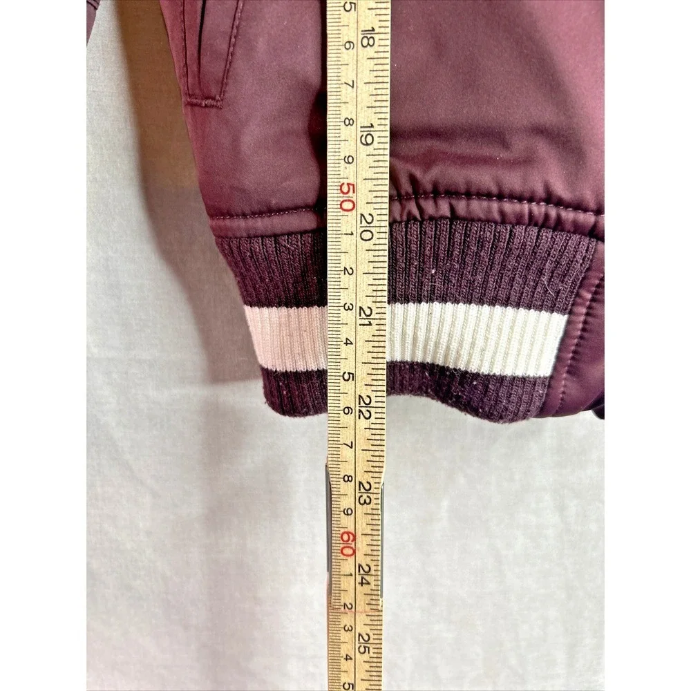 American Eagle Women's Bomber Jacket Size SP Maroon Zip Up‎ Varsity Ribbed Trim